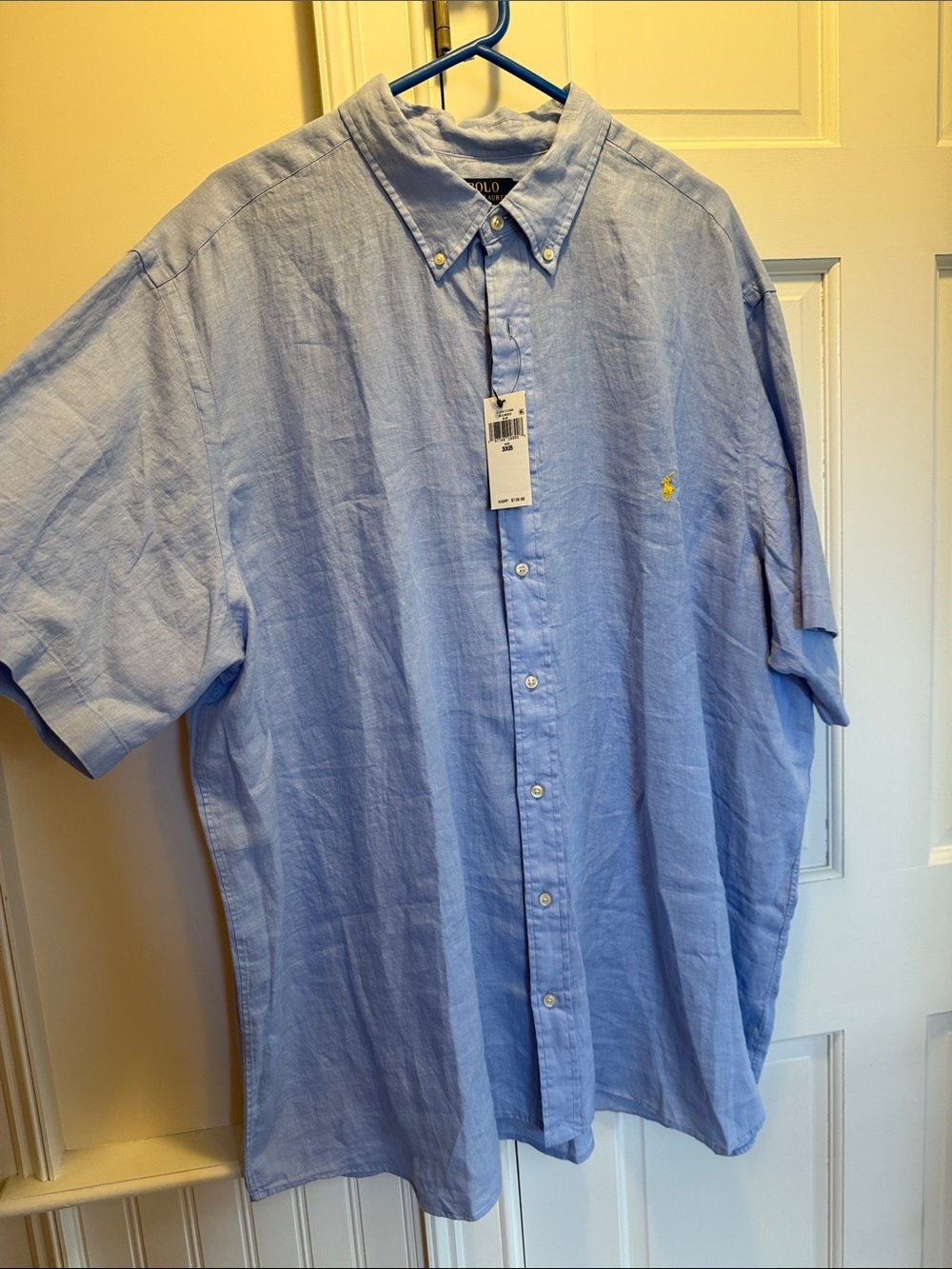 Polo by Ralph Lauren Light Blue Short-Sleeve Button-Down Shirt with Yellow Pony